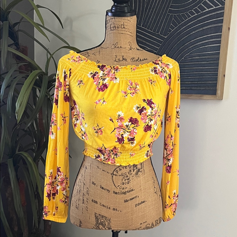 H&M Yellow Floral Off-Shoulder Blouse